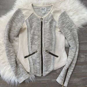 Lucky Lotus Lucky Brand Tweed Knit Metallic Sweater Jacket